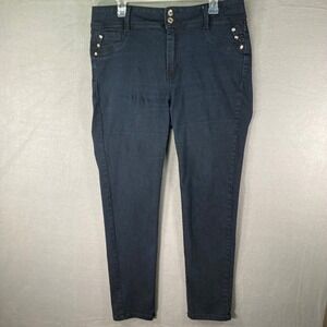 Diamante Women's Black Denim Jeans Size 10 Embellished Pockets Casual Comfort‎